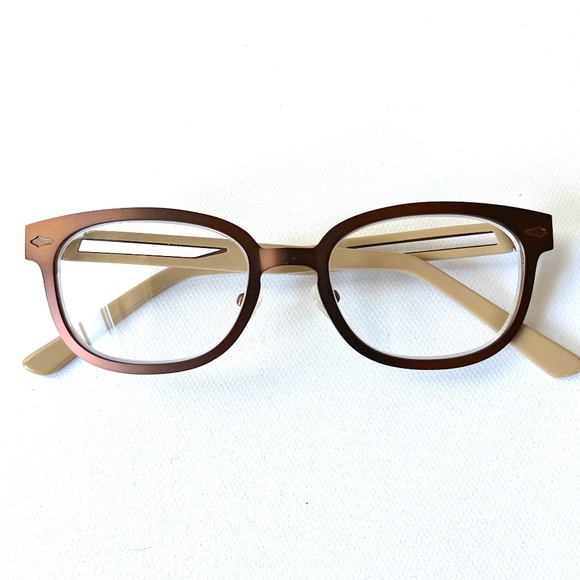 Vintage Reading Glasses +1.25 Copper Square Hipster Horn Rimmed Unisex Readers - Picture 9 of 11
